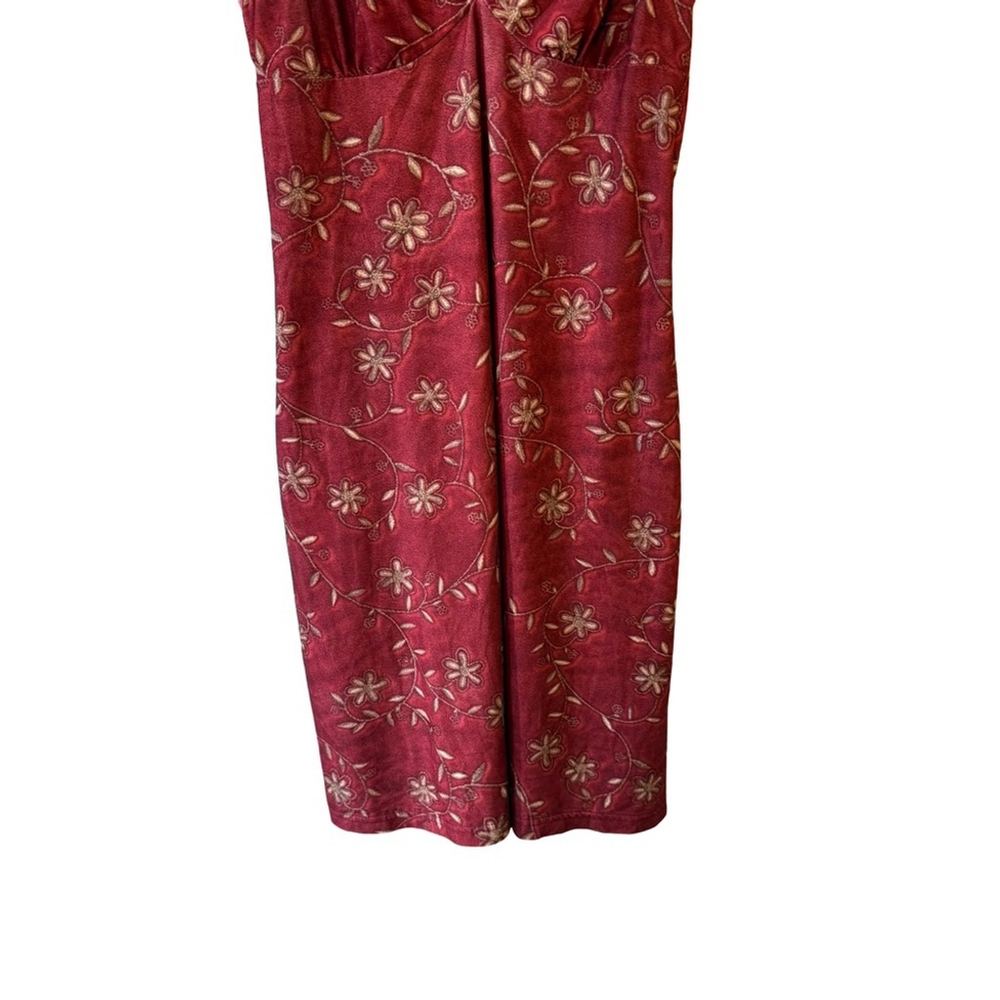 Claudel Vintage Y2K Floral Red Spaghetti Strap Slip Dress Size PS 90s Stretch - Picture 9 of 11
